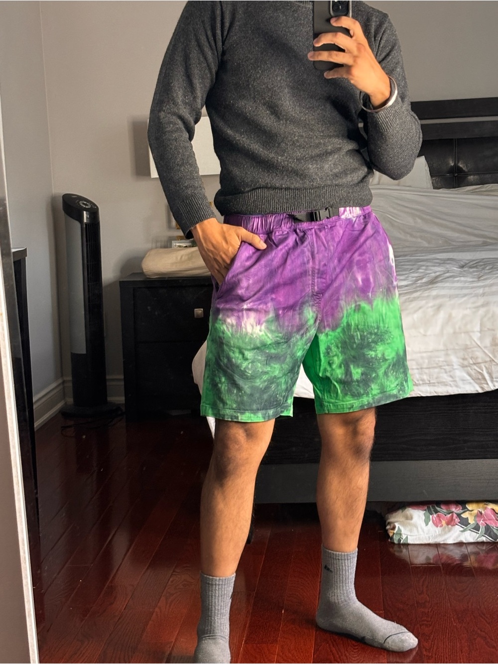 Empyre Purple and Green Tie-Dye Men's Shorts